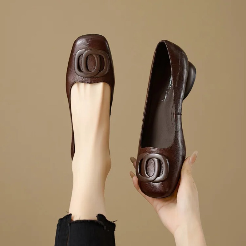 Heels - Женские туфли-лодочки во французском стиле, кожаные