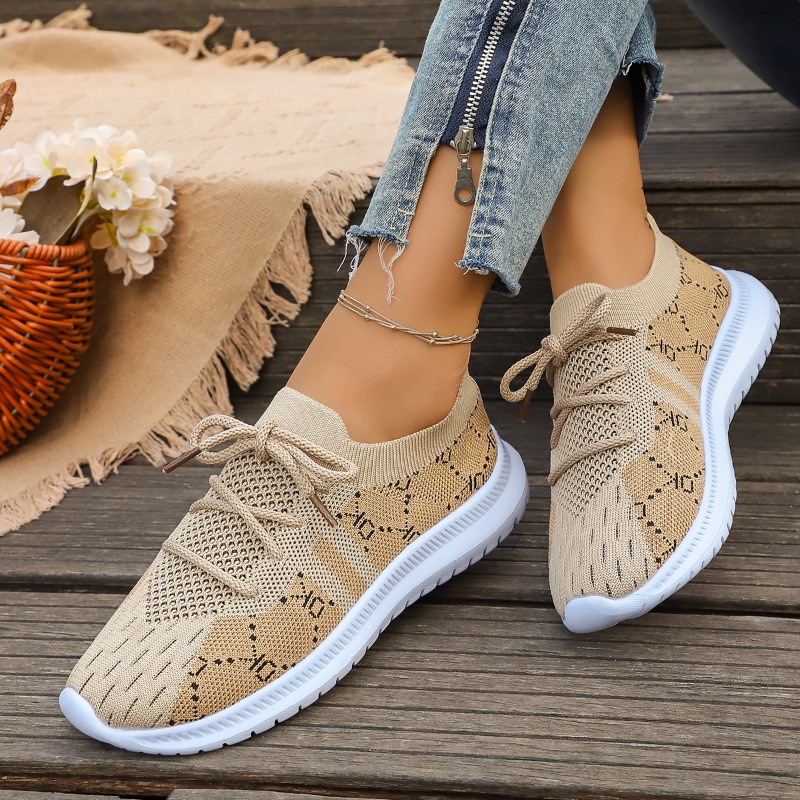 Новые женские кроссовки 2026 г – обзор и цена Knit Fabric Lace Up Sneakers